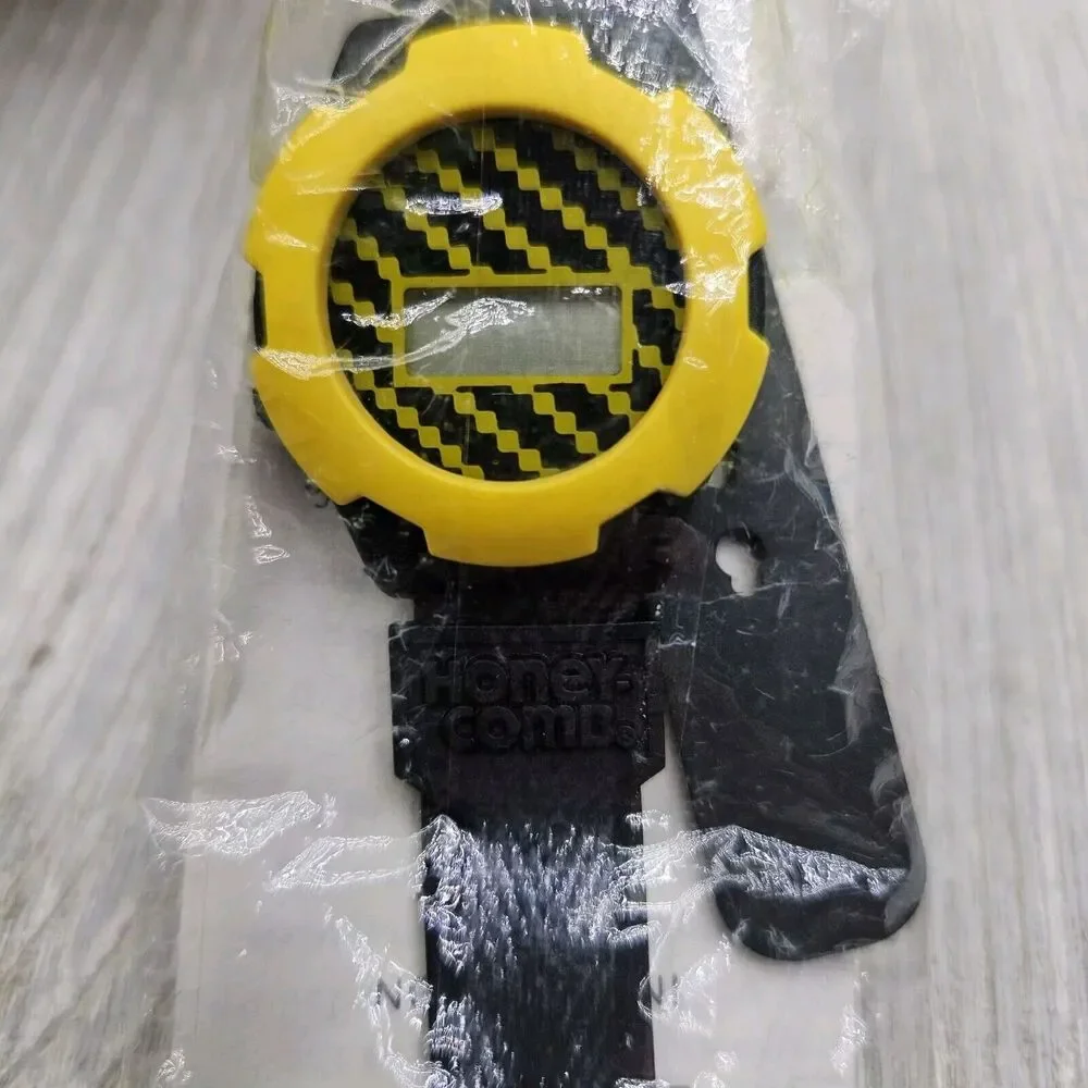 Vintage Old Stock 1990 Black‎ Yellow Honeycomb LCD Watch General Foods Untested